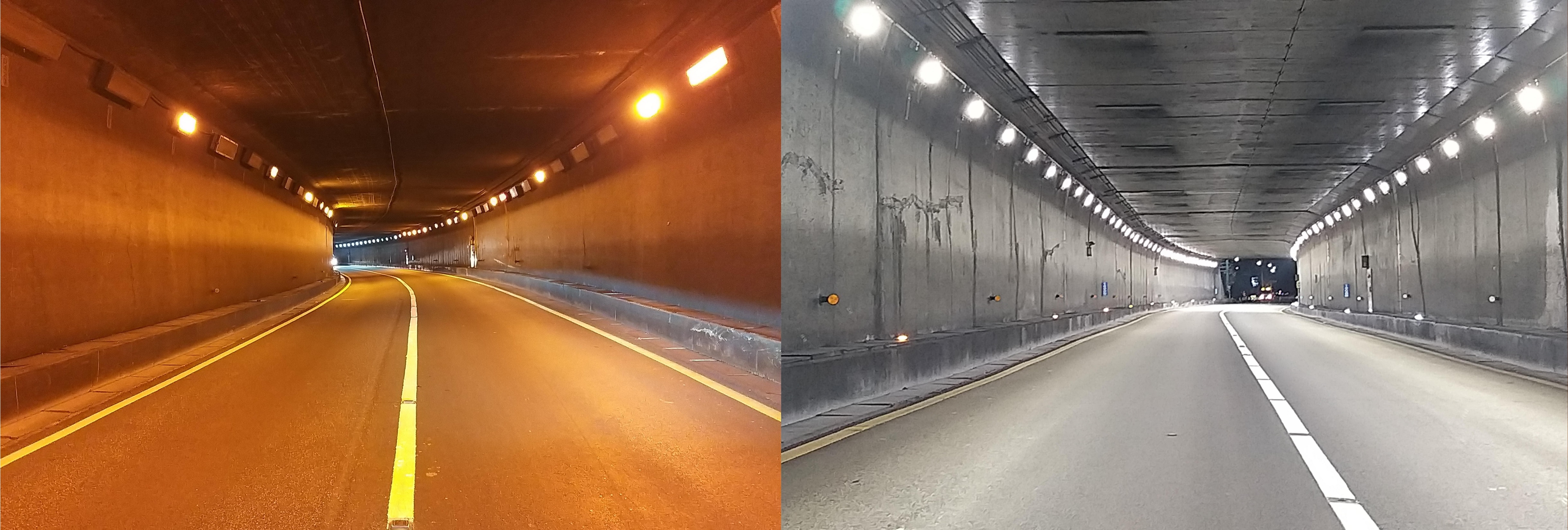 구덕터널 LED등기구 교체 전후사진